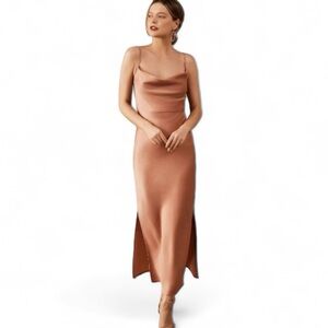Sachin + Babi BHLDN Cali Satin Cowl Neck Slip Midi Dress Women Size 8 in Sedona